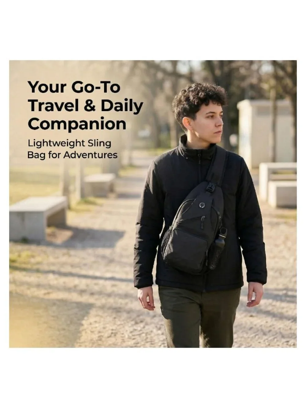 Javolto Crossbody Sling Bag Small Backpack Men Water-Resistant Shoulder Daypack